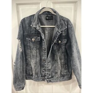 Waimea Black Wash Stretch Denim Jeans  Jacket New Medium Distressed Y2K